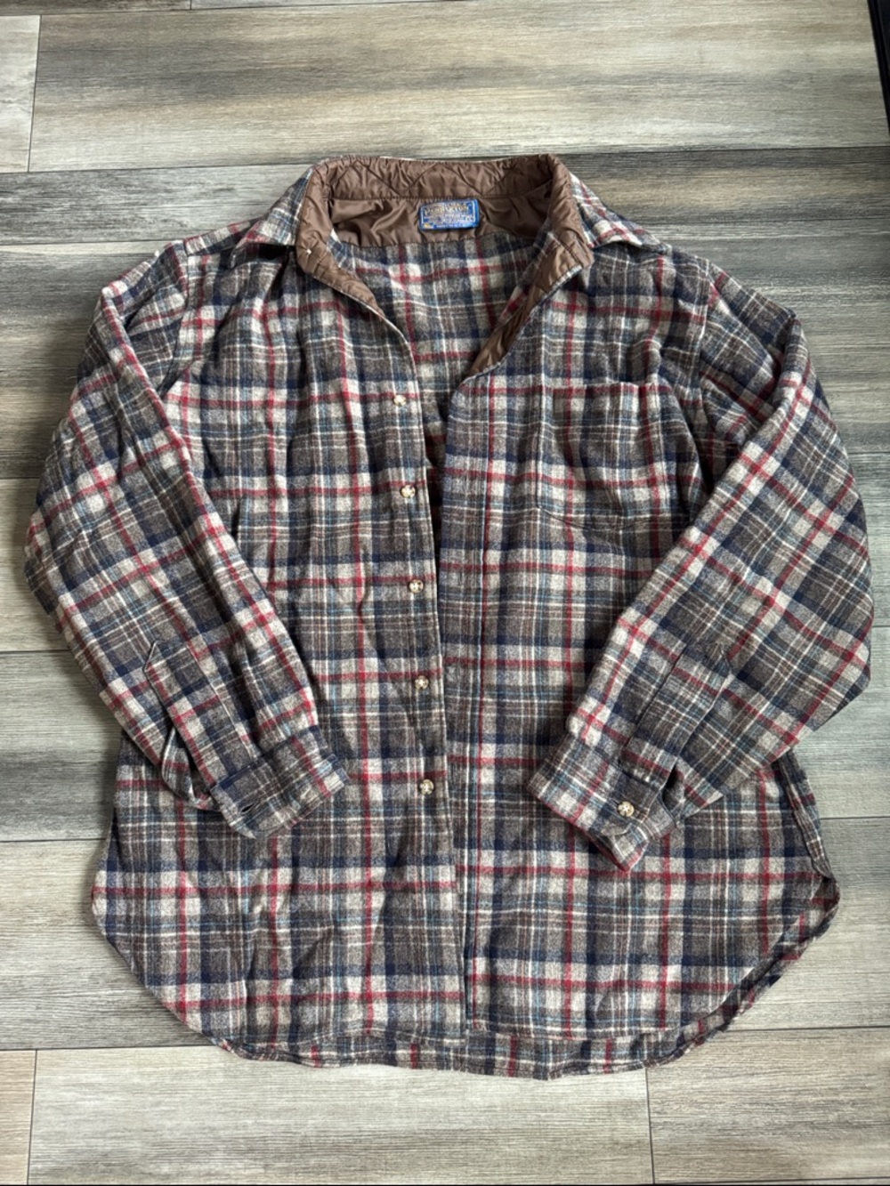Vintage Pendleton 100% Wool Plaid Shirt with Quilted Collar